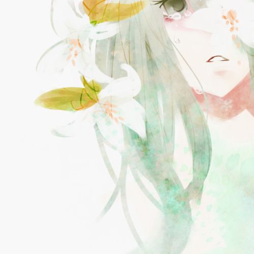 淡彩浪漫插画：元气少女