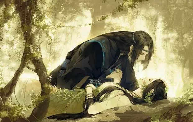 唯美古风情侣插画：只羡鸳鸯不羡仙