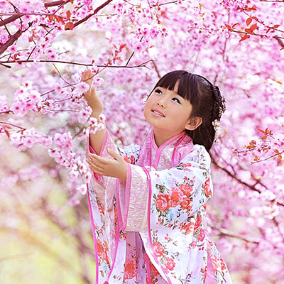 超萌粉色小花仙带团扇女孩头像，唯美古风真人
