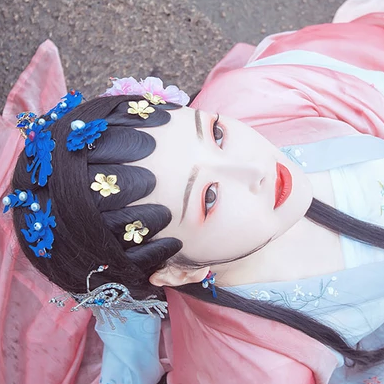 京剧花旦带折扇女生头像，唯美古风真人头像
