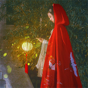 夜深庭间女子古风头像大全，红斗篷美人qq头像