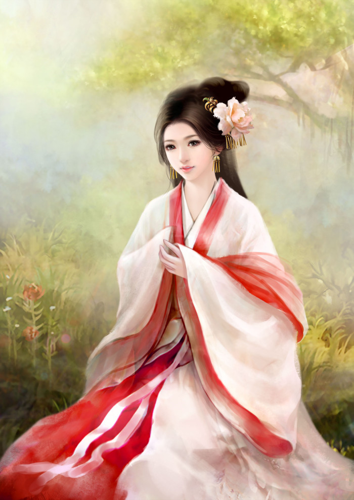 甜美可人古风美女插画立绘图片