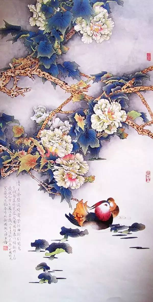 鸳鸯戏水图集(18张)，好漂亮的国画图片
